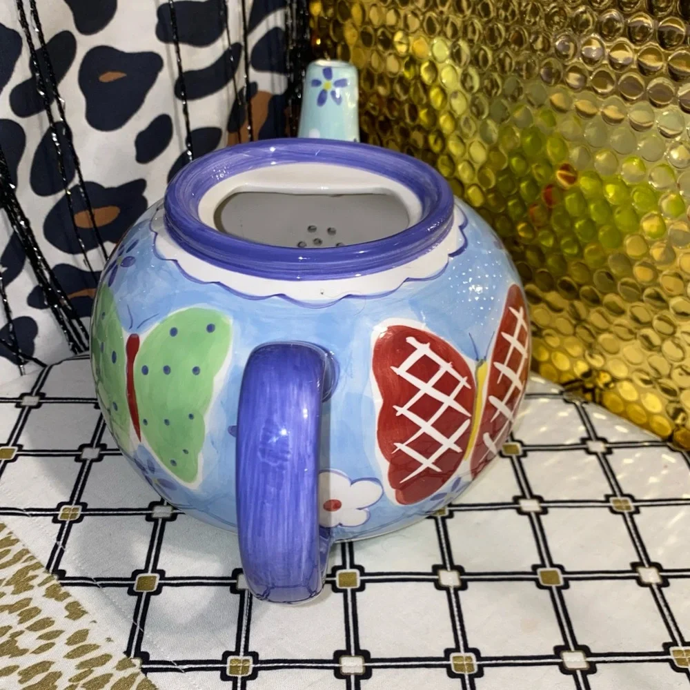 MILSON & LOUIS HAND PAINTED BUTTERFLY TEAPOT